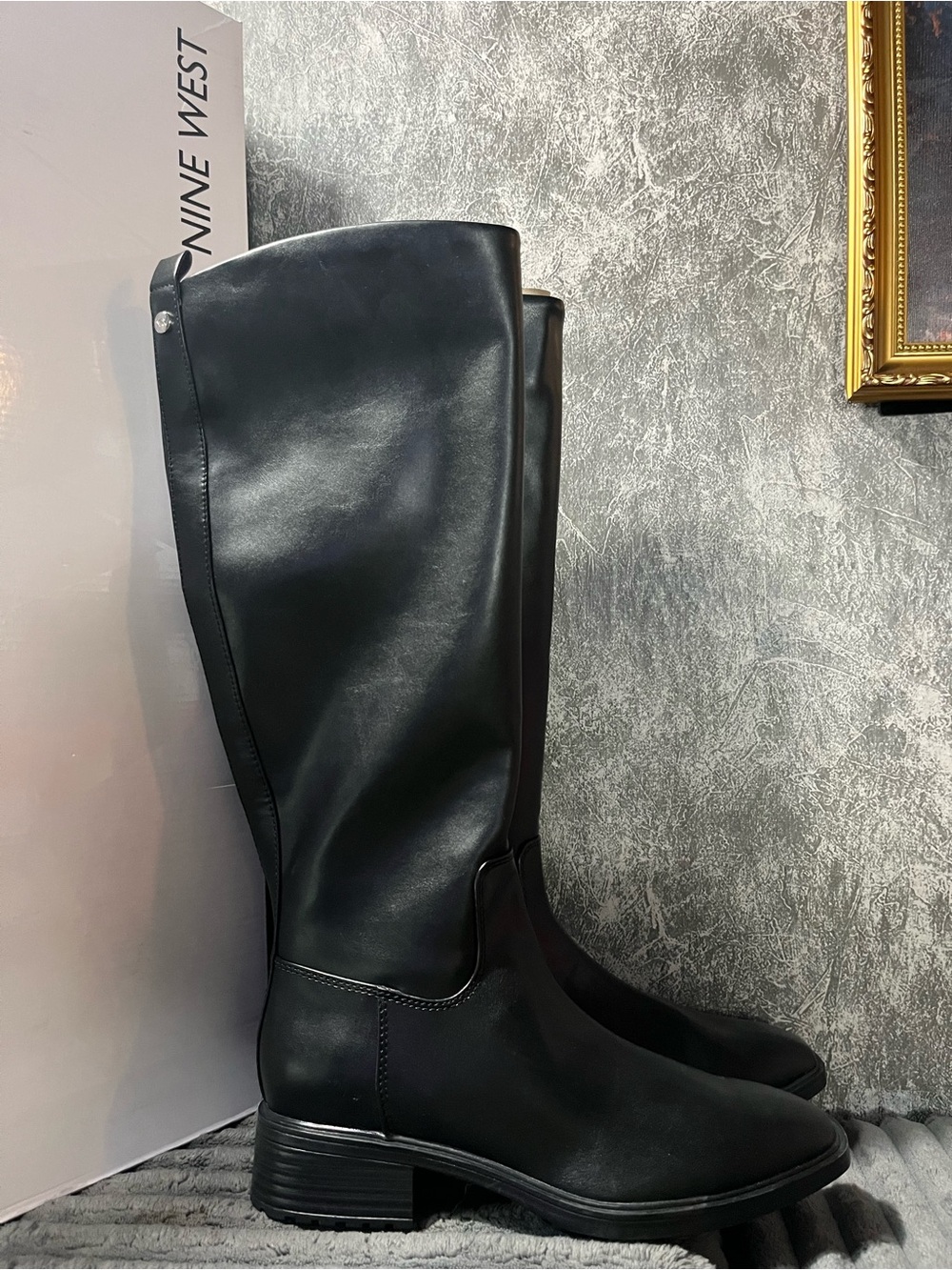 Nine West Black Over-the-Knee Leather-Look Riding Boots